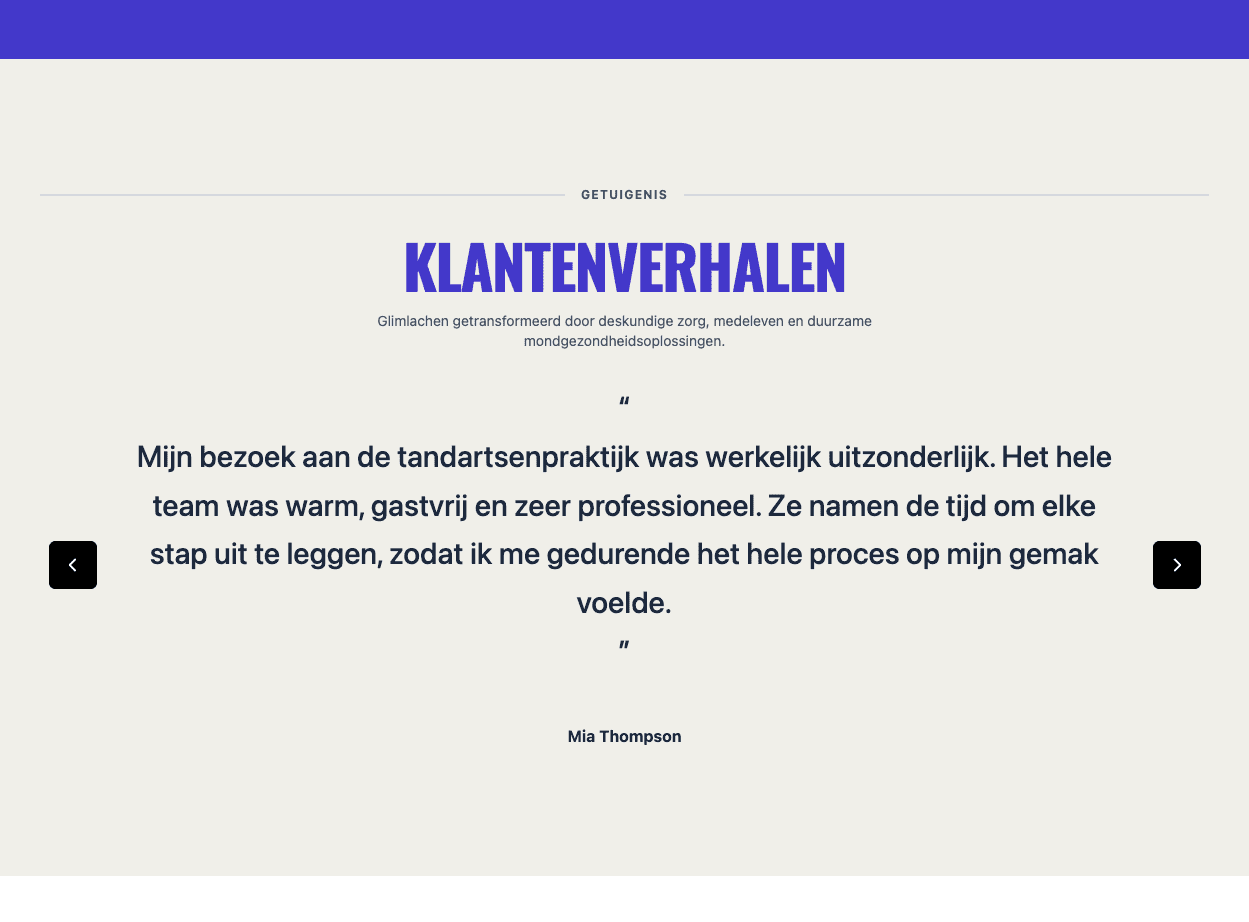 Dentist Theme Testimonials Section