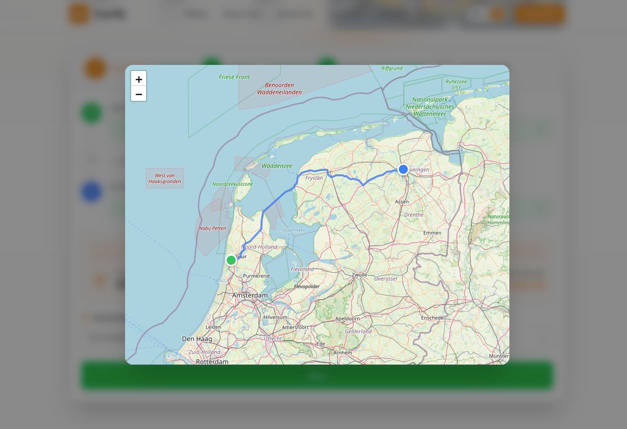 Interactive route map with markers
