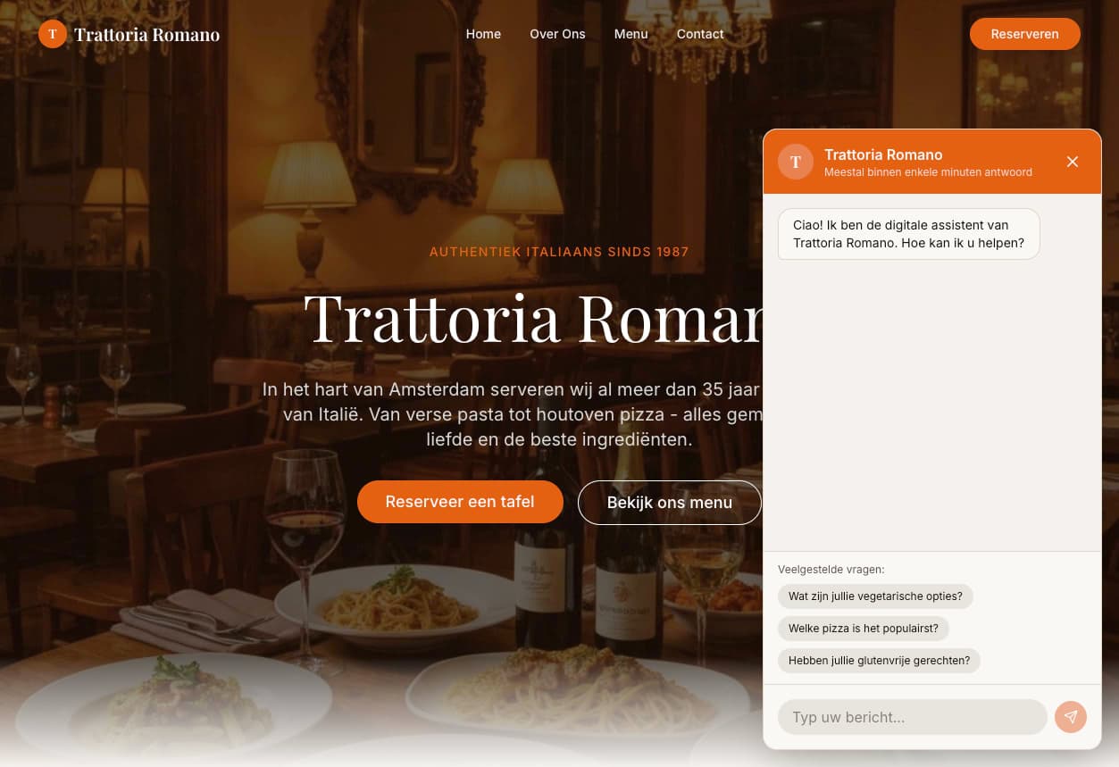 AI chatbot with menu recommendations